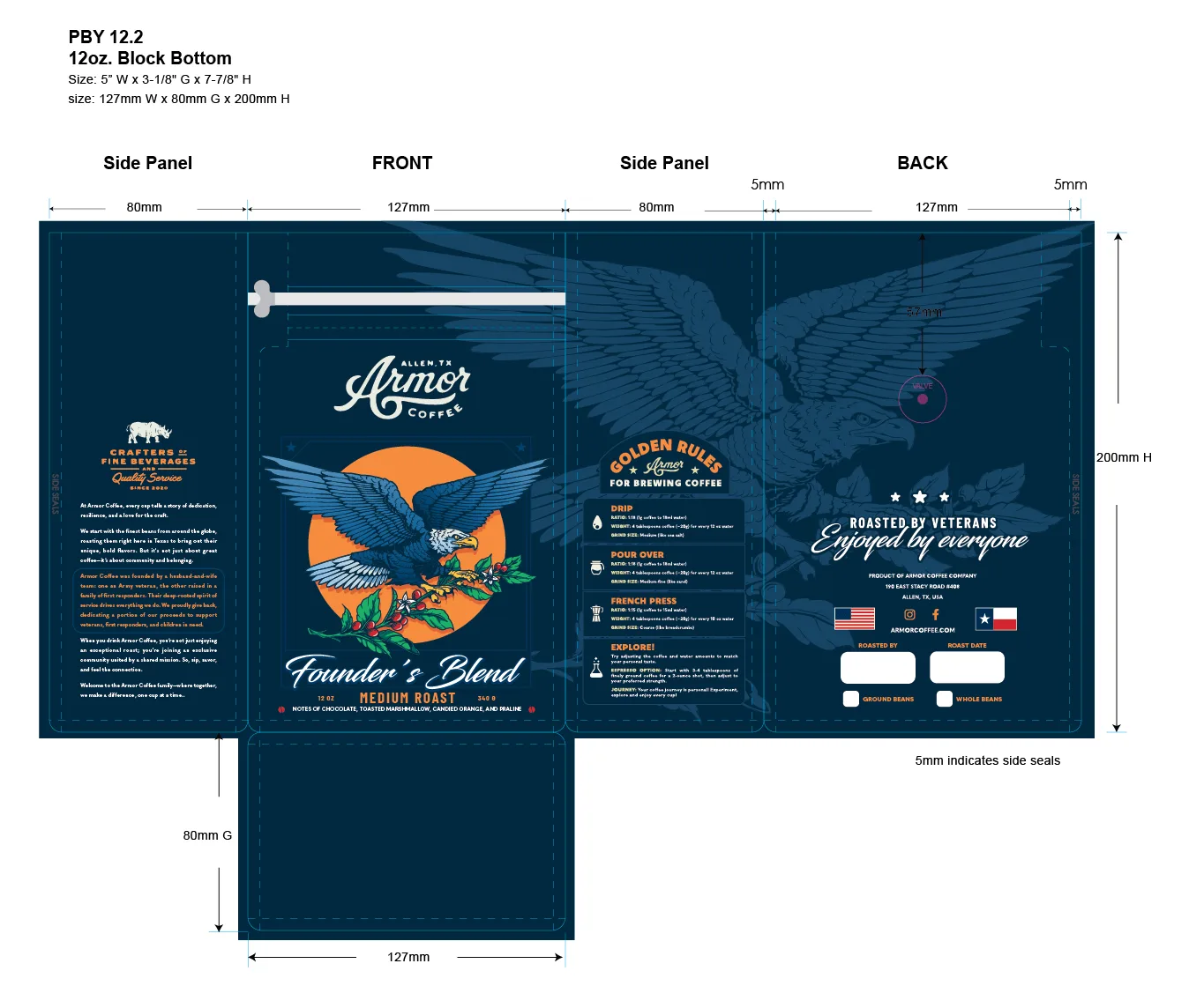 Founder's Blend bag dieline