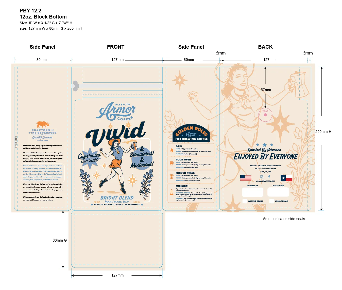 Vivid bag dieline