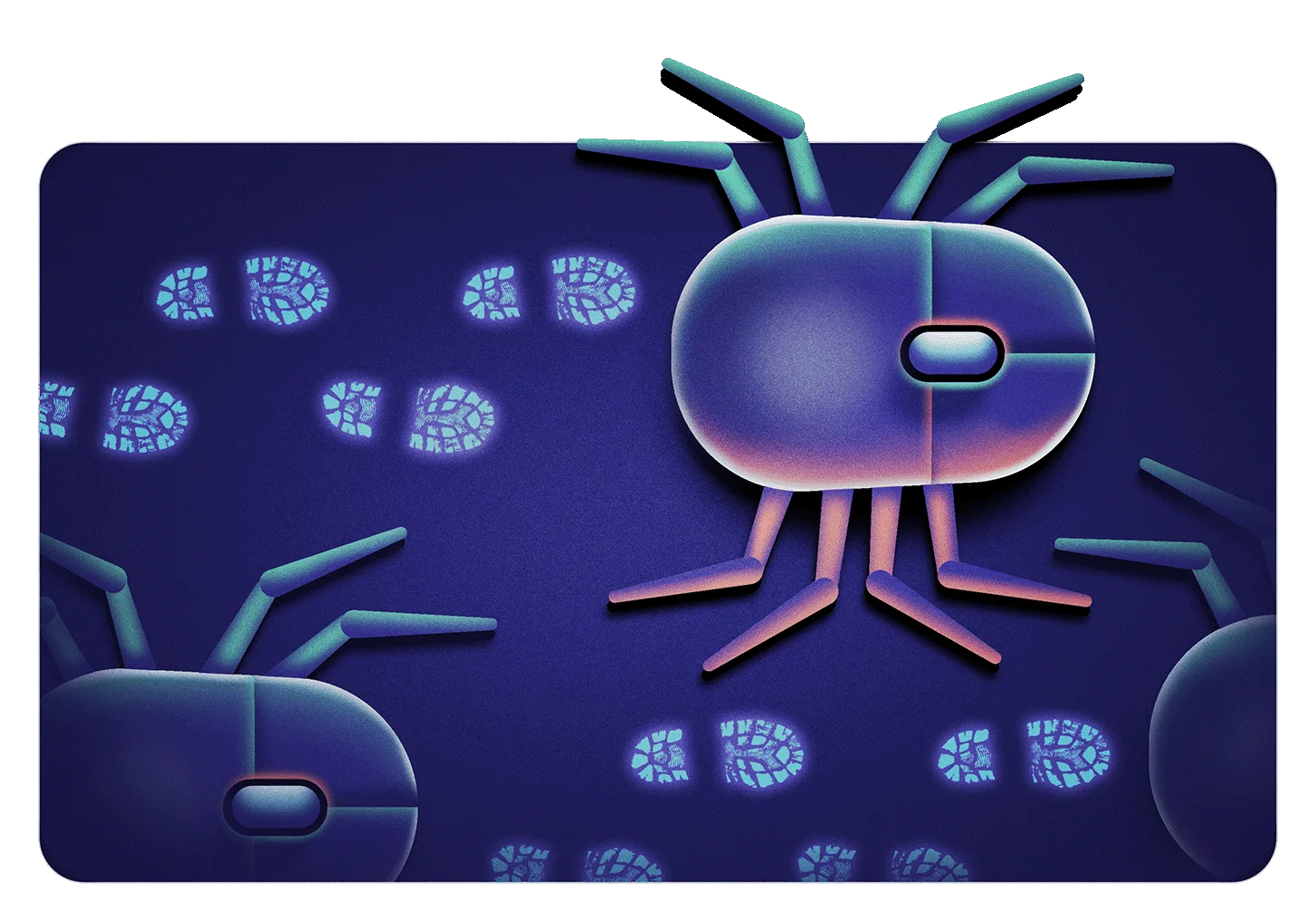 Illustration: AI crawlers as mouse-spiders