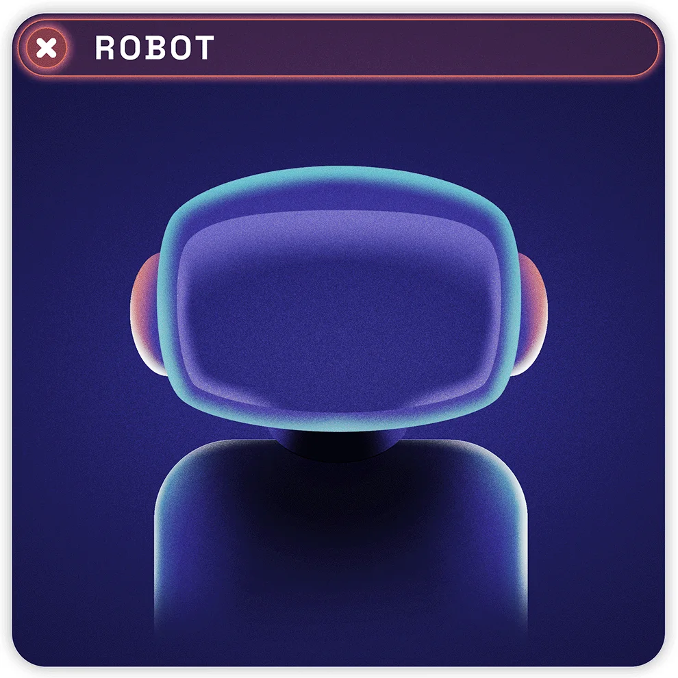 Visitor card illustration: flagged as a robot