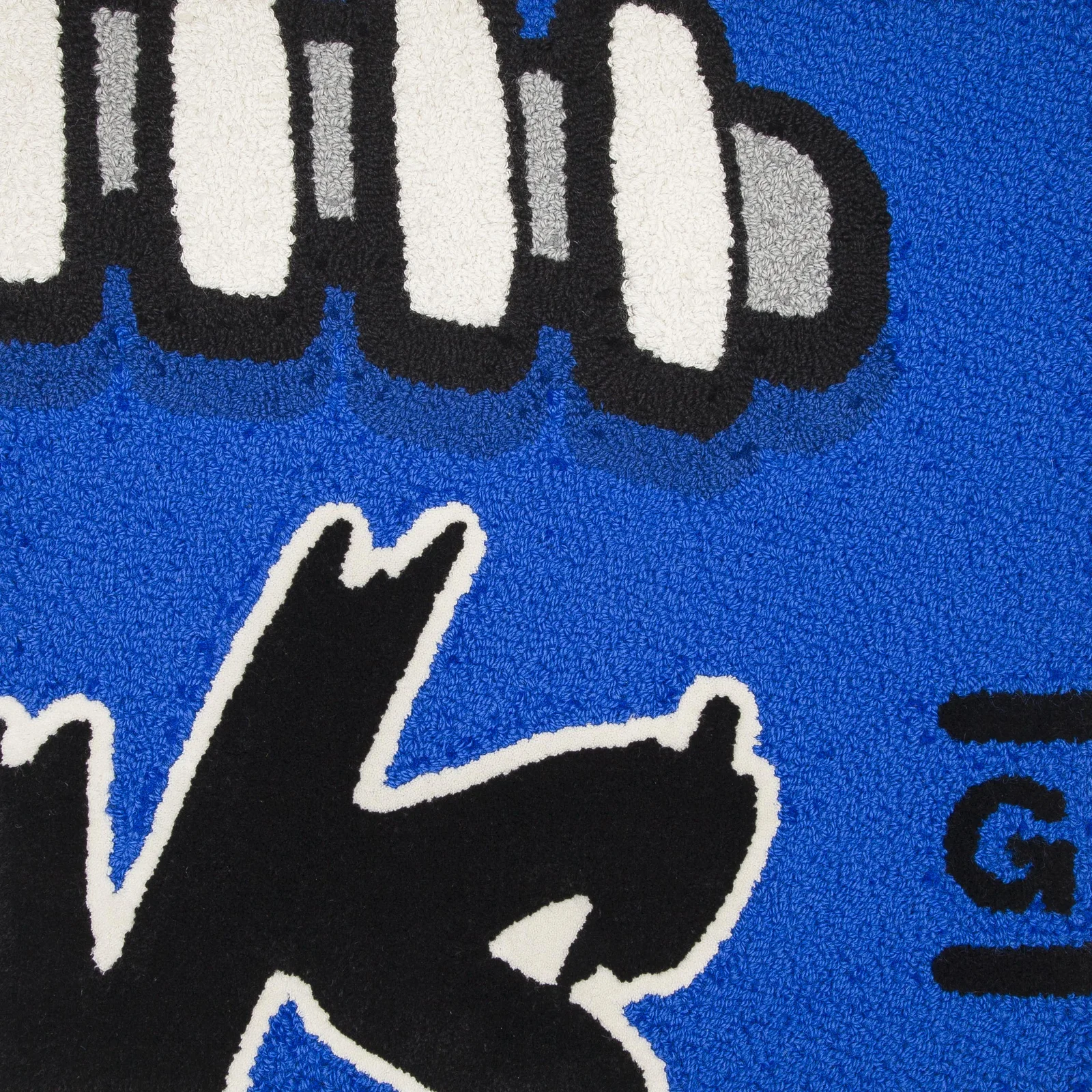 Detroit football rug, tufted detail