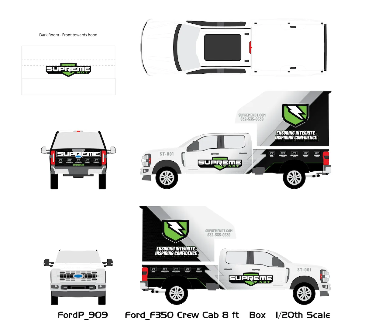 Ford F350 truck wrap layout